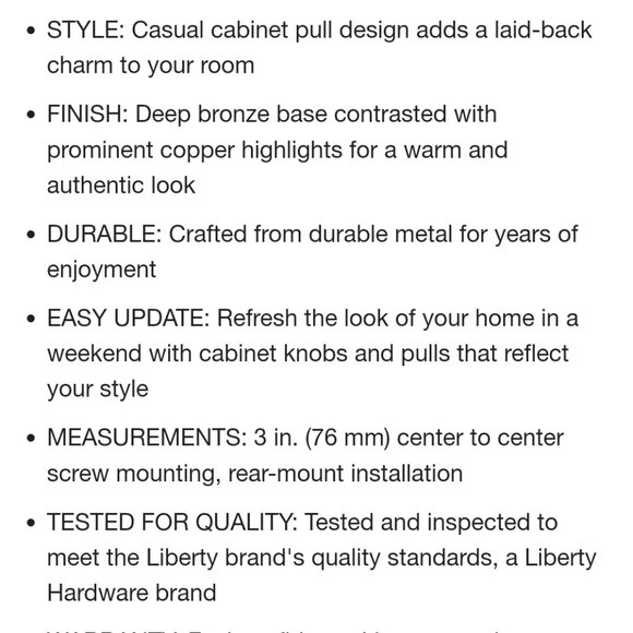 Set of 30 Liberty 3" Cabinet Drawer Pulls in Bronze with Copper Accents - Picture 4 of 4